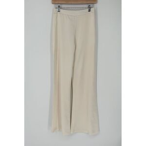 Karina Grimaldi Ivory Satin Wide Leg Pants